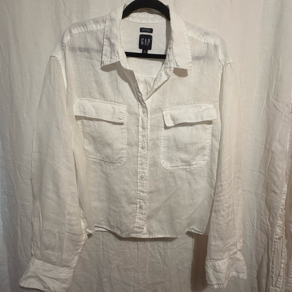 GAP soft cropped linen shirt